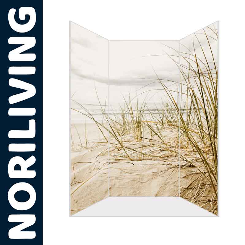 Raumteiler mit Dünenmotiv für eine maritime Atmosphäre Dekorativer Raumteiler mit Dünenmotiv am Strand von Noriliving