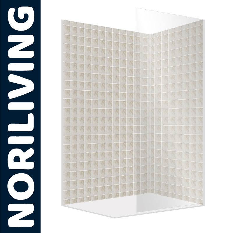 Elegante transparente Duschabtrennung mit Kachelmuster - Noriliving Transparente Duschabtrennung mit stilvollem Kachelmuster von Noriliving