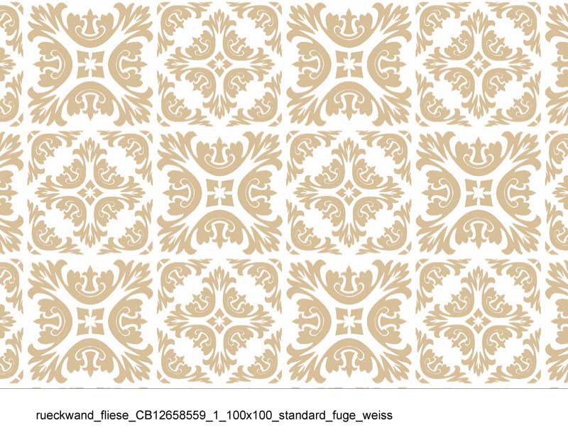 Dekorative Fliese mit floralem Muster in Beige und Weiß Nahaufnahme einer dekorativen Fliese mit floralem Muster in Beige auf weißem Hintergrund