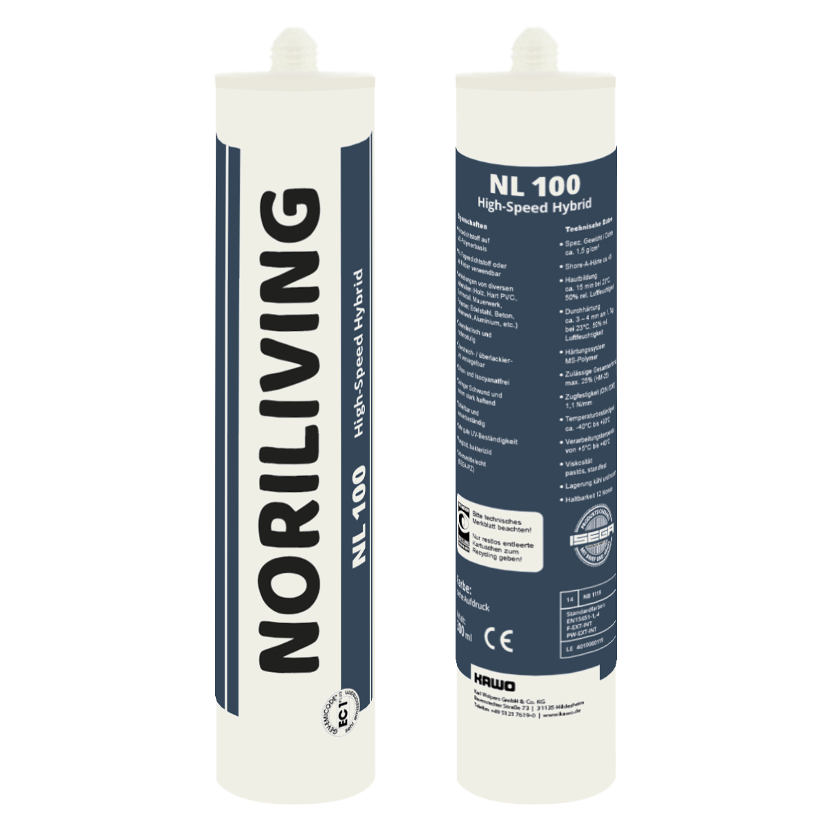 NORILIVING NL 100 Hochgeschwindigkeits-Hybrid-Dichtstoff Zwei Tuben NORILIVING NL 100 Hochgeschwindigkeits-Hybrid-Dichtstoff