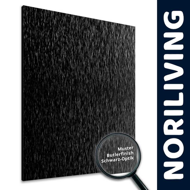 Norliving Dekorplatte mit Butlerfinish für edle Schwarz-Optik Dekorplatte von Norliving mit Butlerfinish, schwarzes Design mit eleganter Struktur
