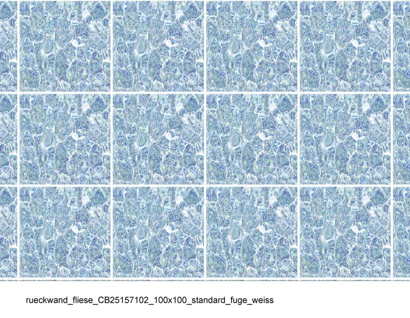 Keramische Mosaikfliesen in Blau-Weiß - 100x100 mm Detailaufnahme von blauen und weißen Mosaikfliesen in der Größe 100x100 mm, ideal für dekorative Wandgestaltungen