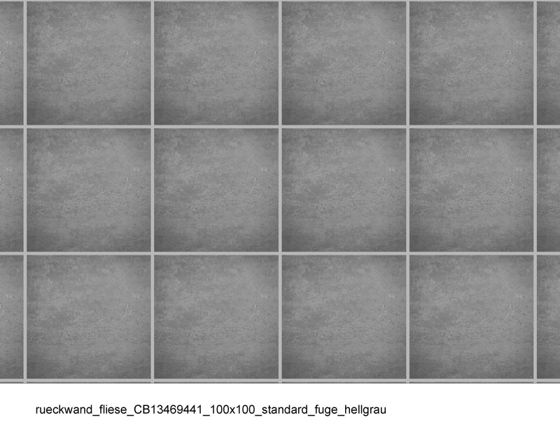 Hellgraue Rückwandfliese 100x100 cm mit Standardfuge Hellgraue quadratische Rückwandfliesen mit Standardfugen in einer 100x100 cm Anordnung