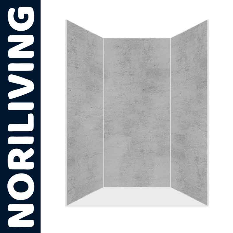 Hochwertige Betonoptik-Duschwand von Noriliving Duschwand in Betonoptik von Noriliving mit grauer Struktur