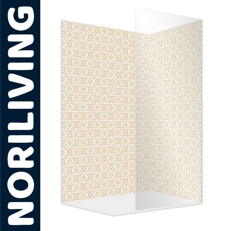 Dekorativer Raumtrenner mit geometrischem Muster - Noriliving Raumtrenner mit geometrischem Muster in Beige und Weiß von Noriliving